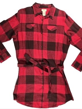plaid snap button dress